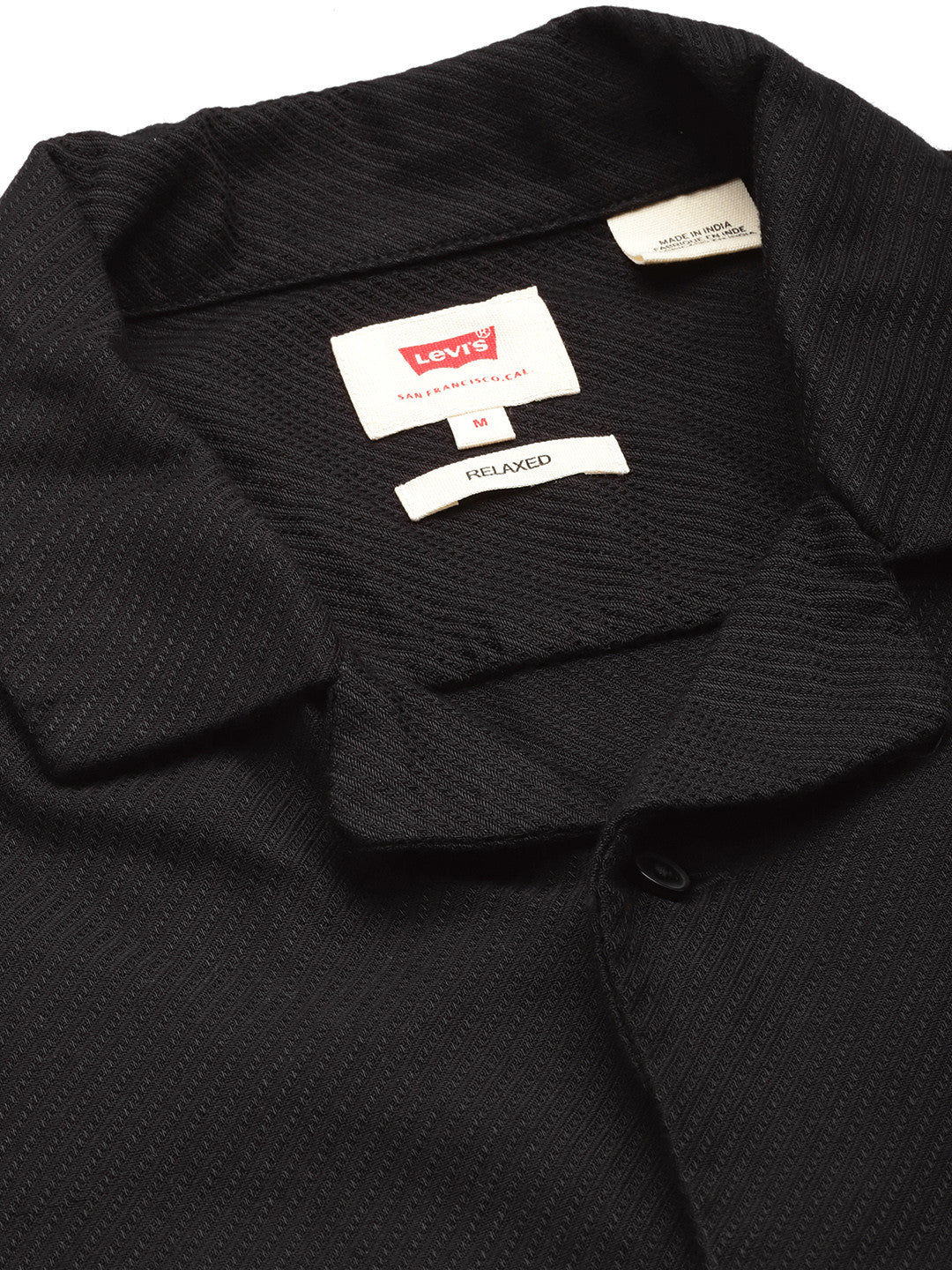 Men's Solid Black Spread Collar Shirt - ab95881578484f18aa9e26899d691124 View