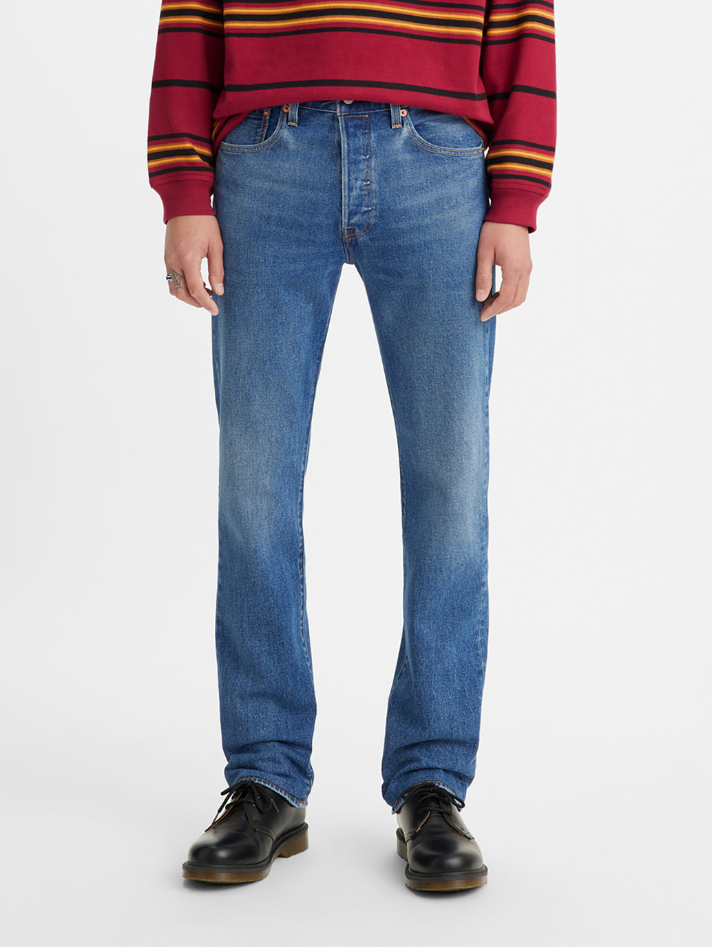 Men s 501 Blue Regular Fit Button Fly Jeans Levis India Store