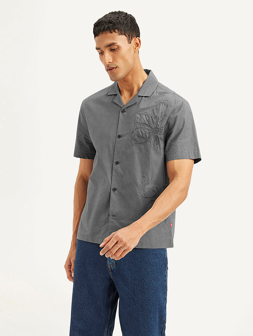 Men's Resort Collar Embroidered Regular Fit Shirt - 508ae8a3b27e5201ea46d65ccbaa506e View