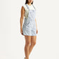 Women's Striped Light Blue Square Neck Dungaree - Side View