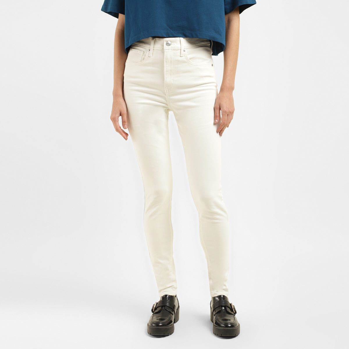 Women's White Mile High Wide Leg Fit High Rise Jeans