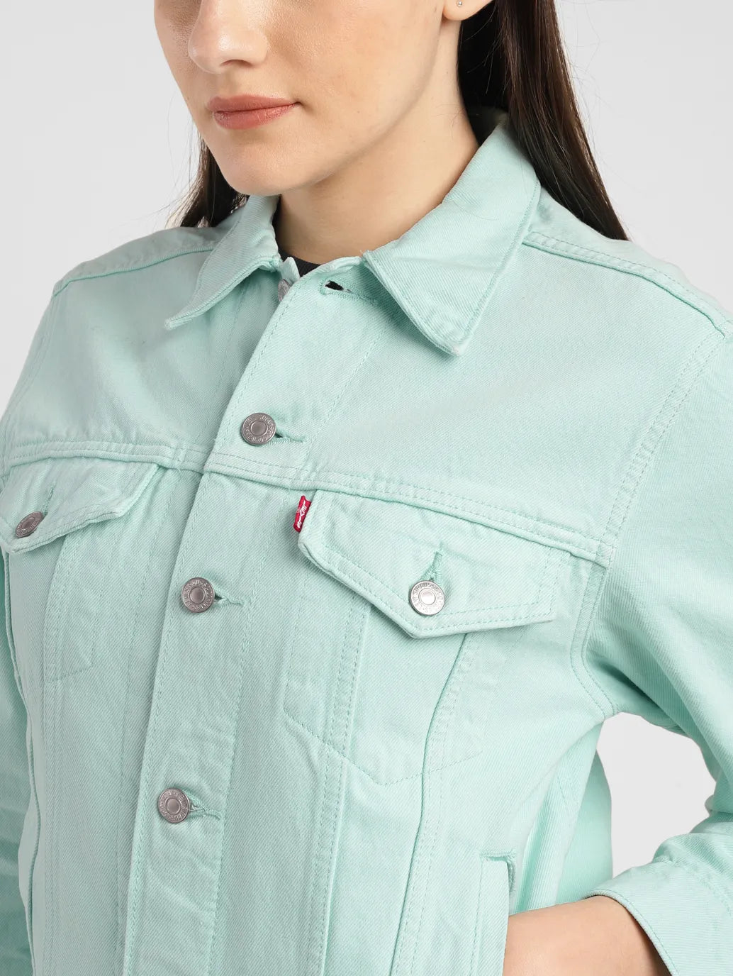 Women's Solid Green Spread Collar Jacket
