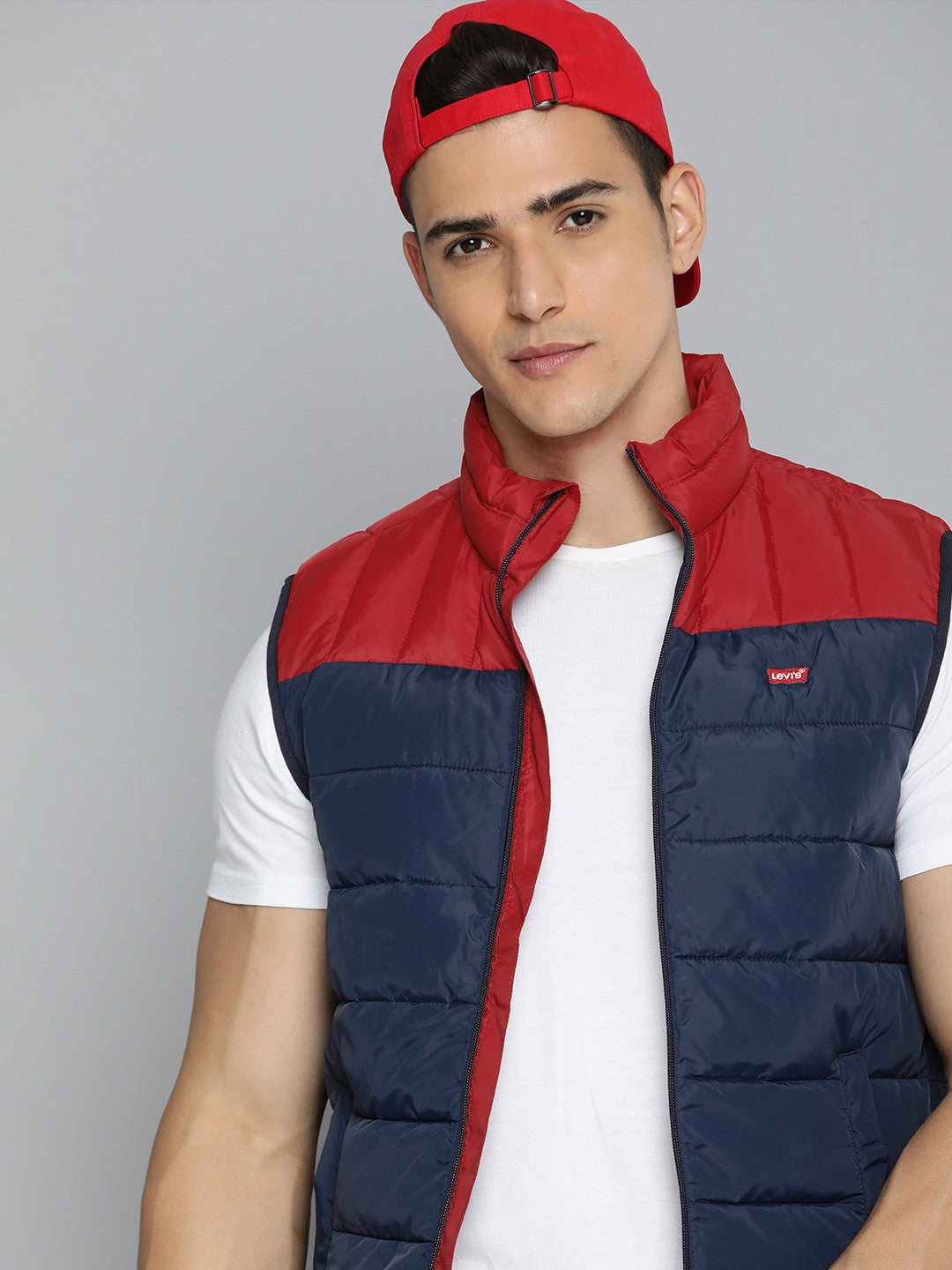 Men's Colorblock Navy High Neck Jacket - 55345e1c-c176-4267-aca8-ae5a88c348ae1695810816477-Levis-Men-Jackets-6961695810815903-1 View