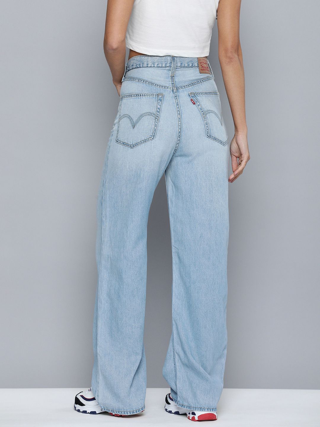 Women's Blue Baggy Fit High Rise Jeans - 5834d6953a1fe271a24123bd4941b7f6 View