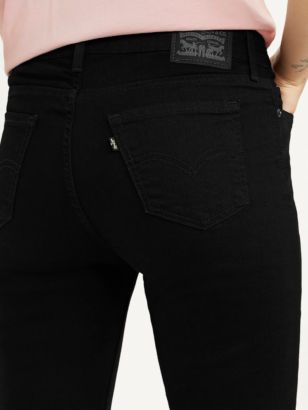 Women's 711 Black Skinny Fit Mid Rise Jeans - 589cd8112ce460019e694192a73f05b9 View