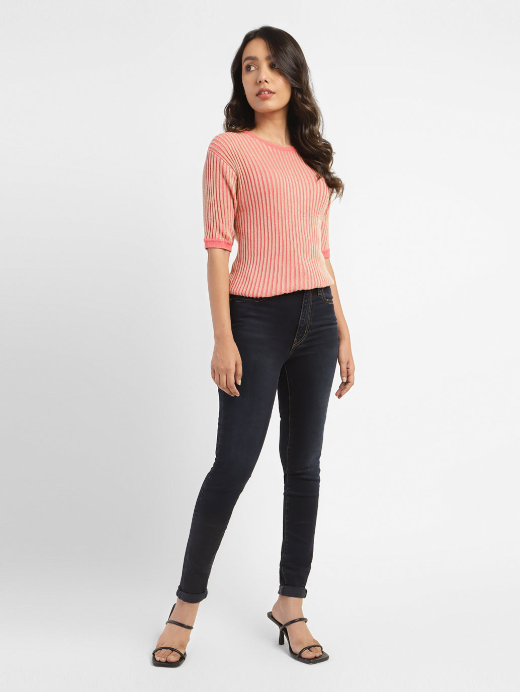 Women's Navy Blue Mile High Wide Leg Fit High Rise Jeans