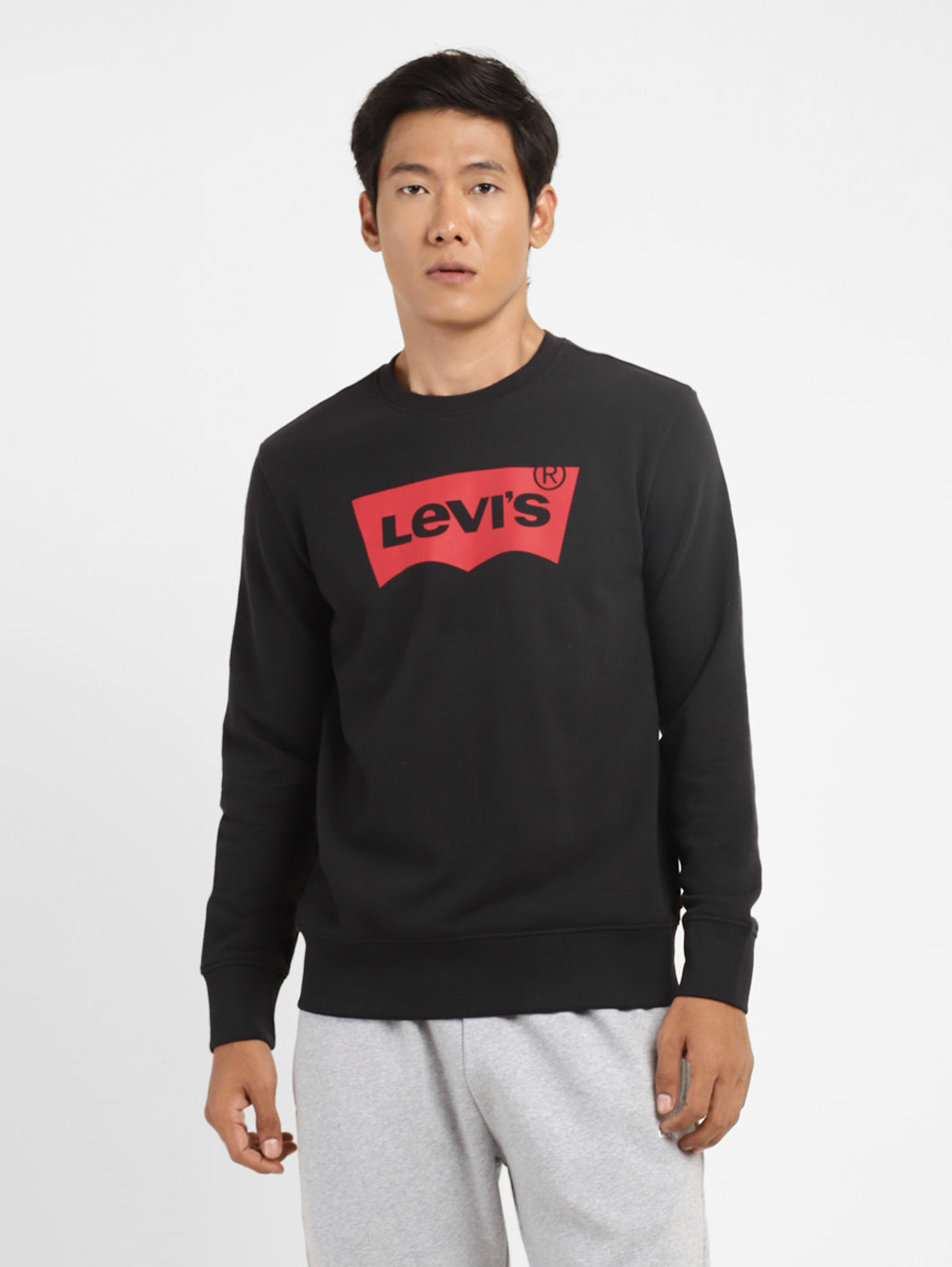 Men's Brand Logo Crew Neck Sweatshirt Black