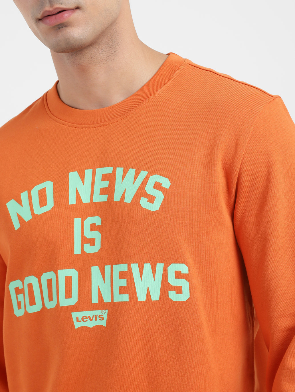 Men's Typography Crew Neck Sweatshirt Orange - 10c88629-841a-46ab-80d9-6055c25bb4c6 View