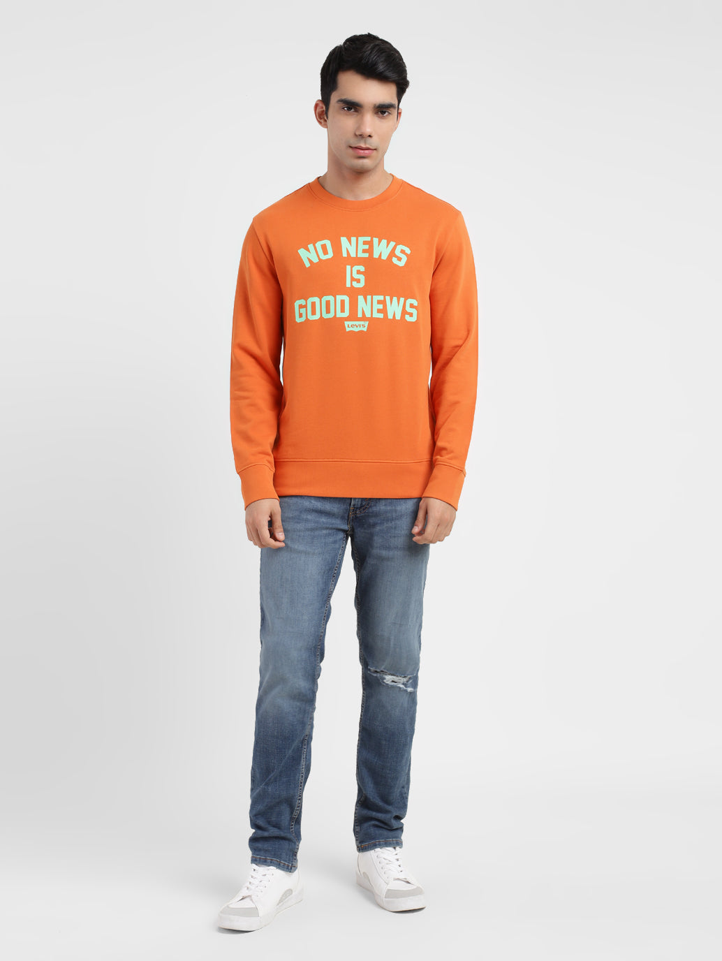 Men's Typography Crew Neck Sweatshirt Orange