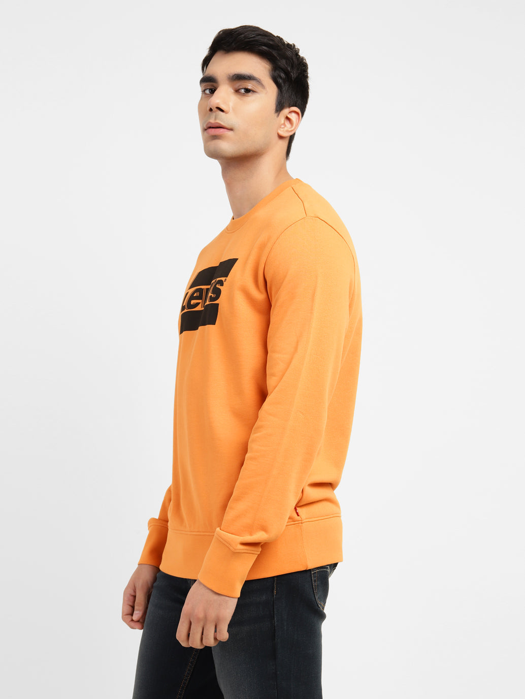 Men's Brand Logo Crew Neck Sweatshirt Orange