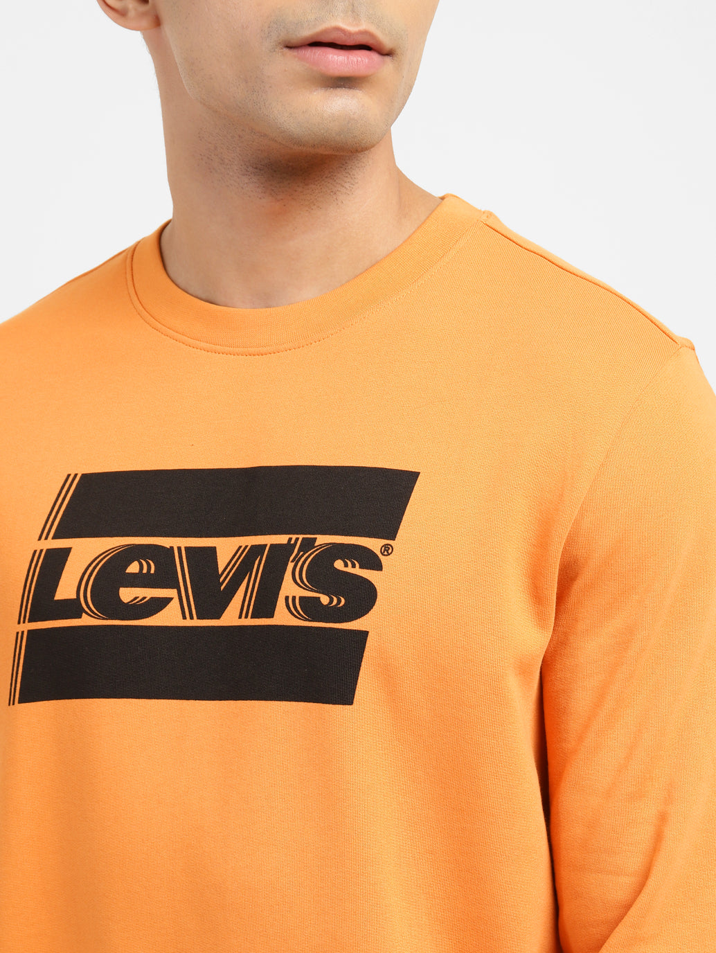 Men's Brand Logo Crew Neck Sweatshirt Orange