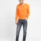 Men's Graphic Print Crew Neck Sweatshirt Orange