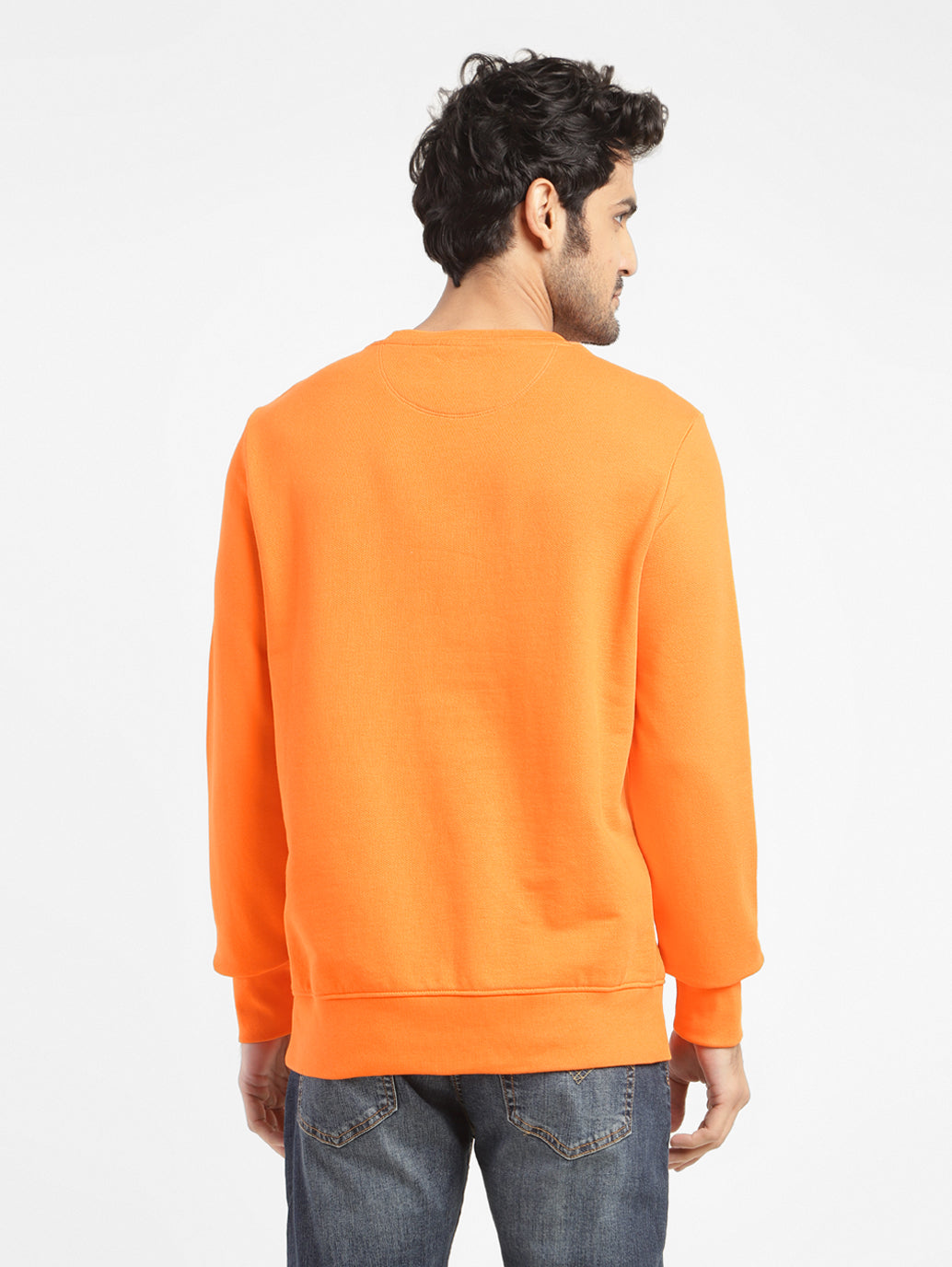 Men's Graphic Print Crew Neck Sweatshirt Orange