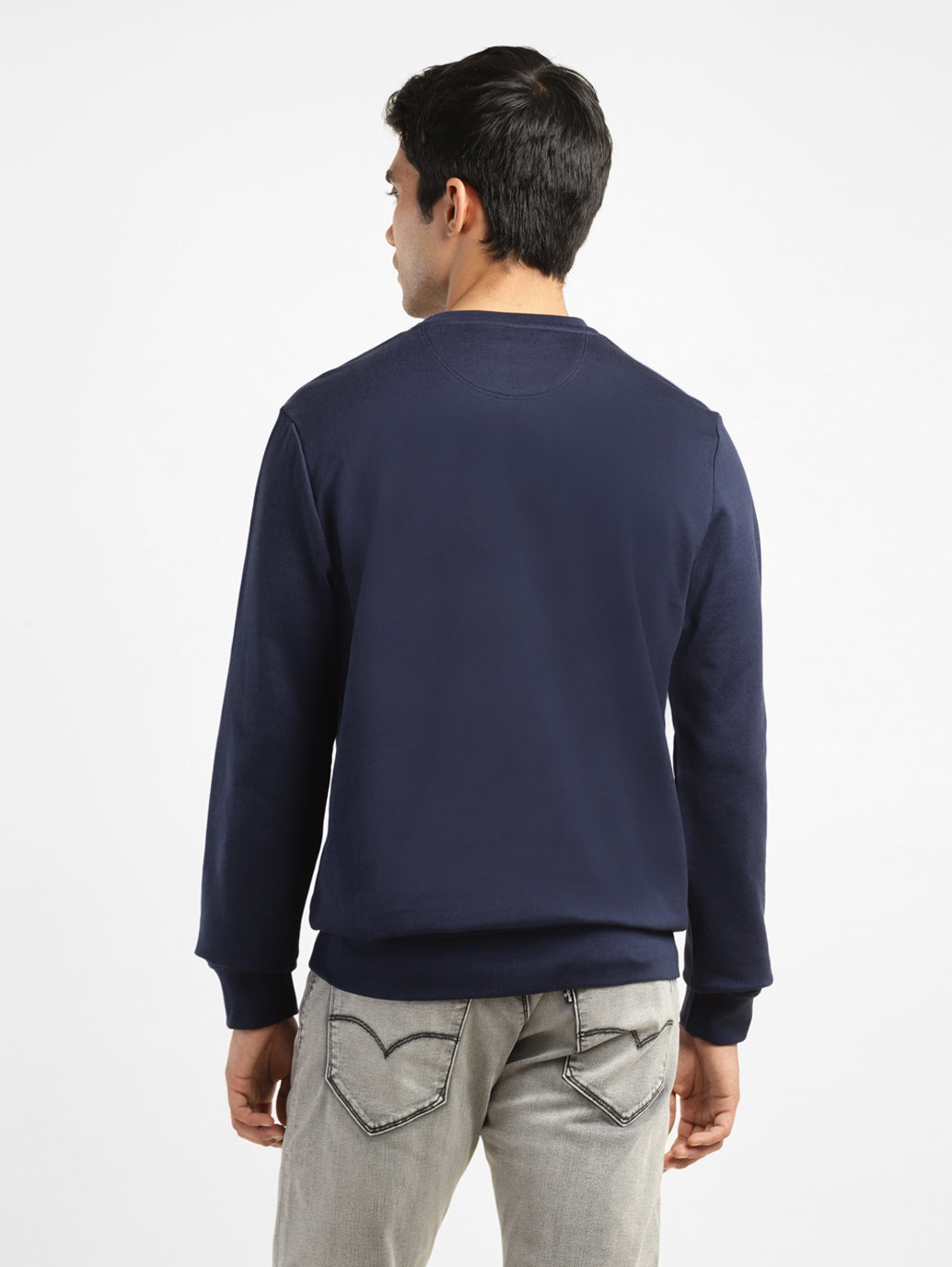 Men's Brand Logo Blue Crew Neck Sweatshirt