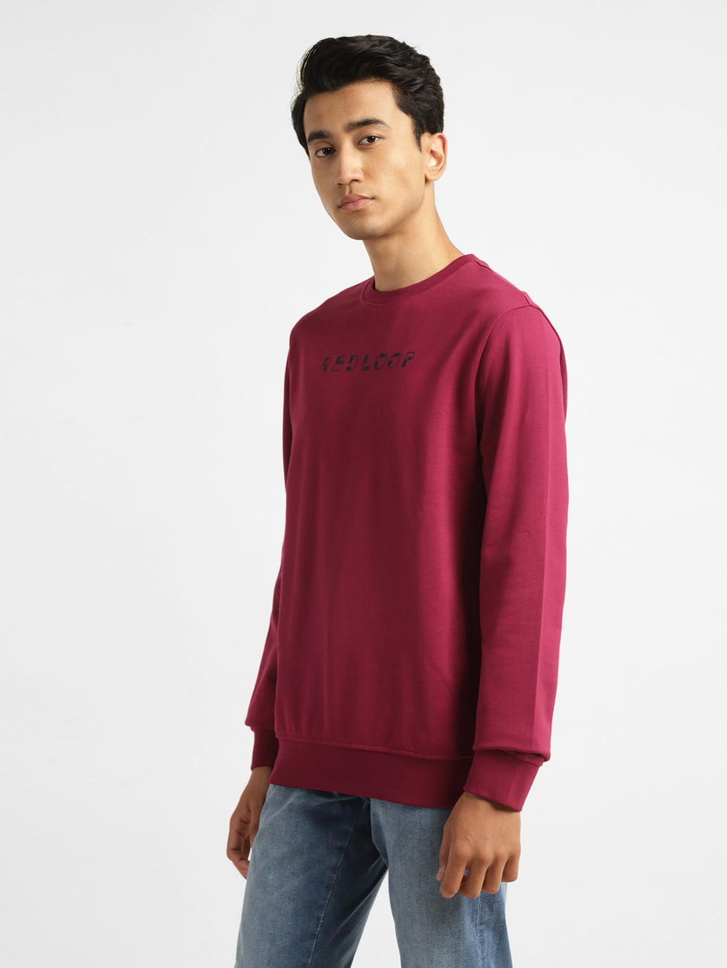 Men's Brand Logo Red Crew Neck Sweatshirt