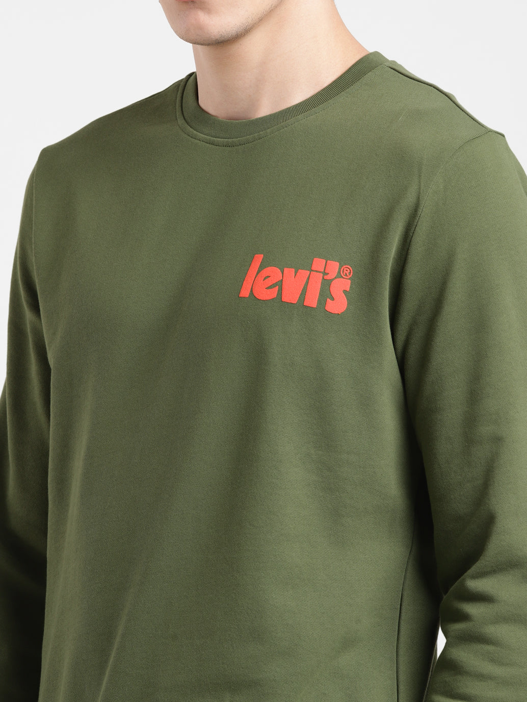 Men's Solid Green Crew Neck Sweatshirt