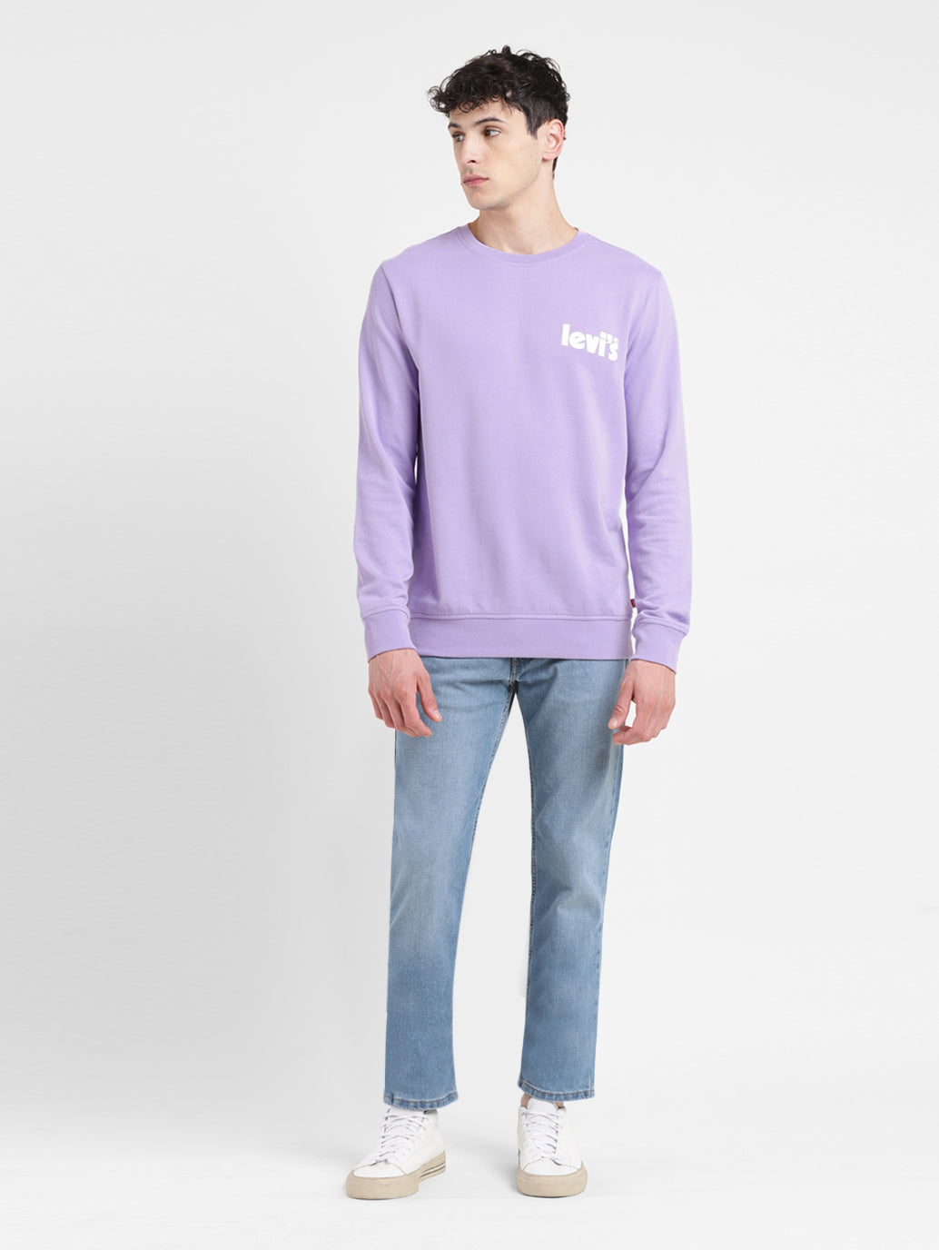 Men's Solid Purple Crew Neck Sweatshirt