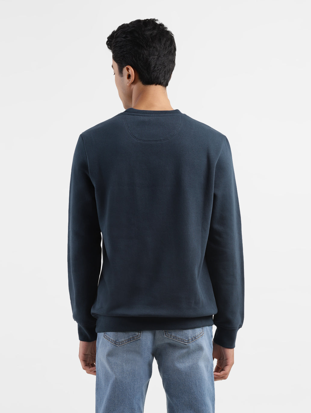 Men's Solid Navy Crew Neck Sweatshirt