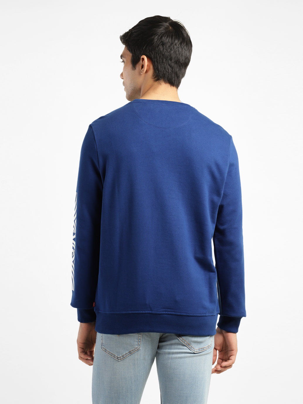 Men's Solid Blue Crew Neck Sweatshirt