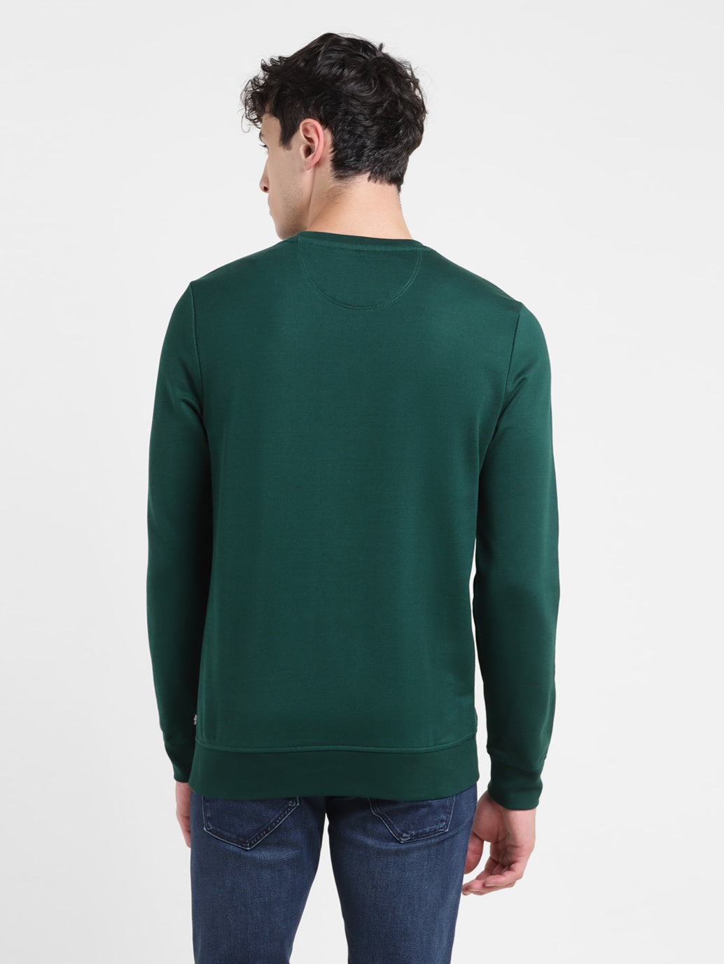 Men's Solid Green Crew Neck Sweatshirt