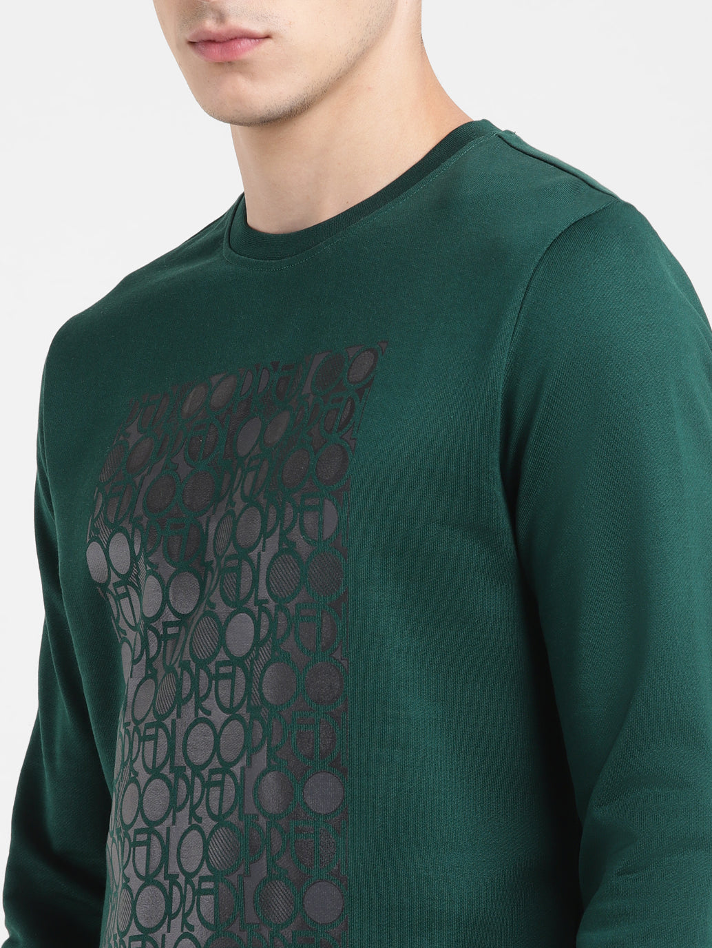 Men's Solid Green Crew Neck Sweatshirt