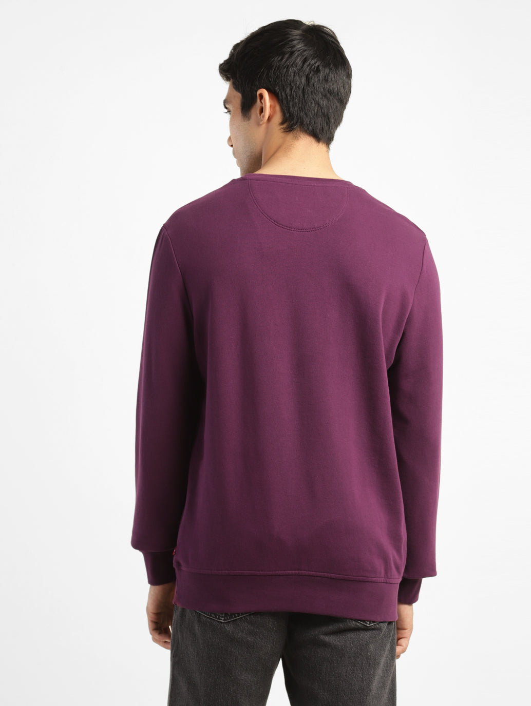 Men's Solid Purple Crew Neck Sweatshirt