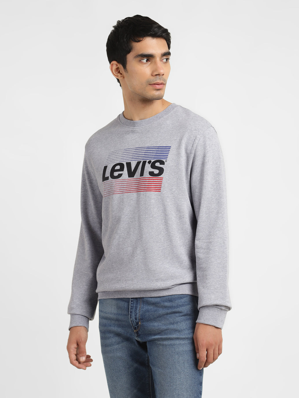 Men's Solid Grey Crew Neck Sweatshirt