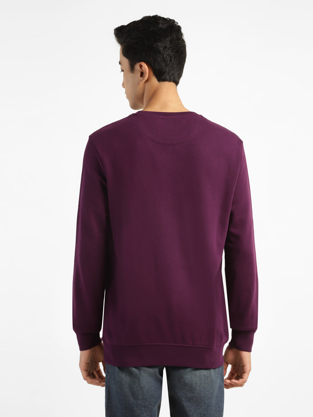 Men's Brand Logo Purple Crew Neck Sweatshirt