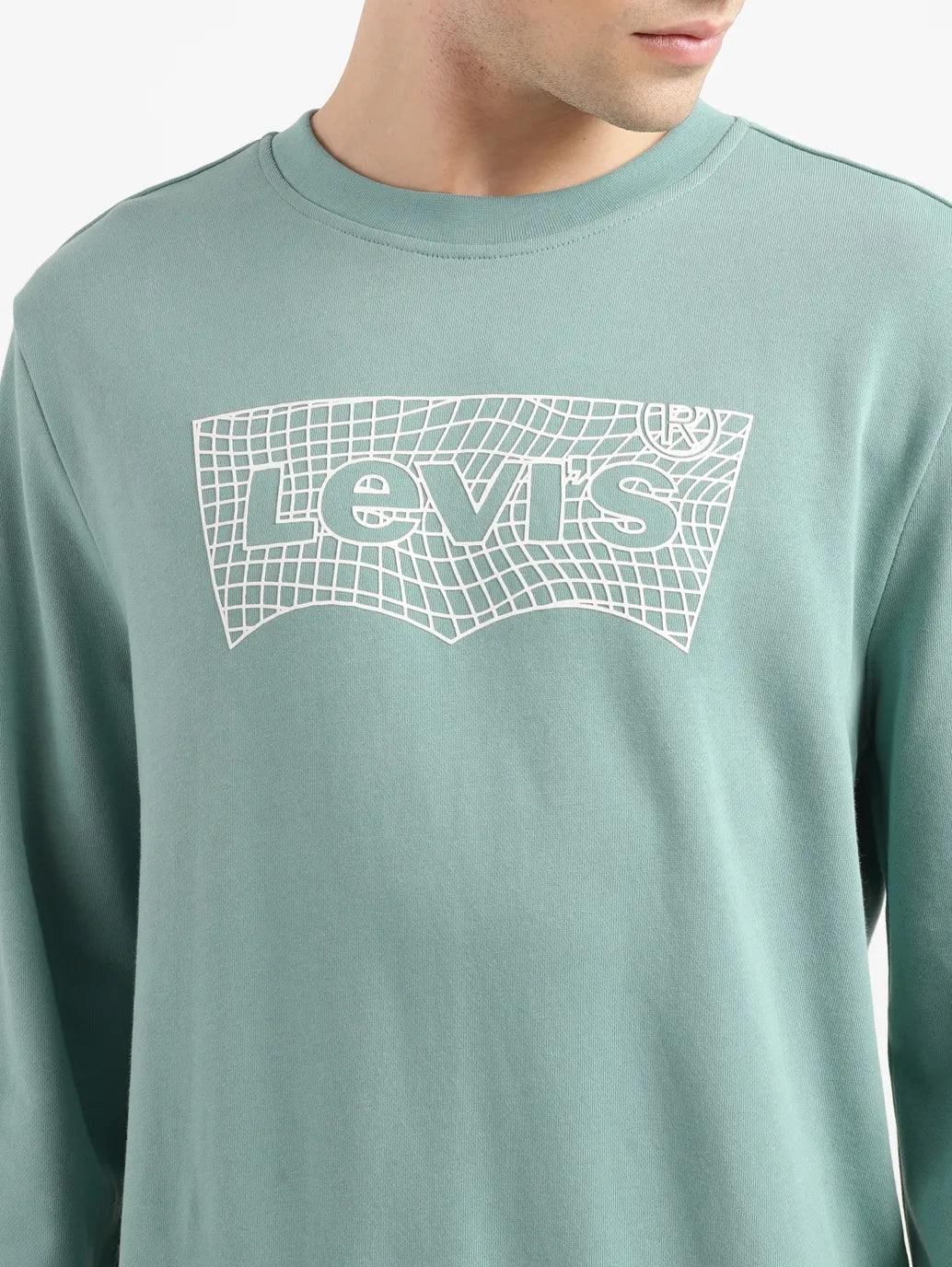 Men's Brand Logo Green Crew Neck Sweatshirt