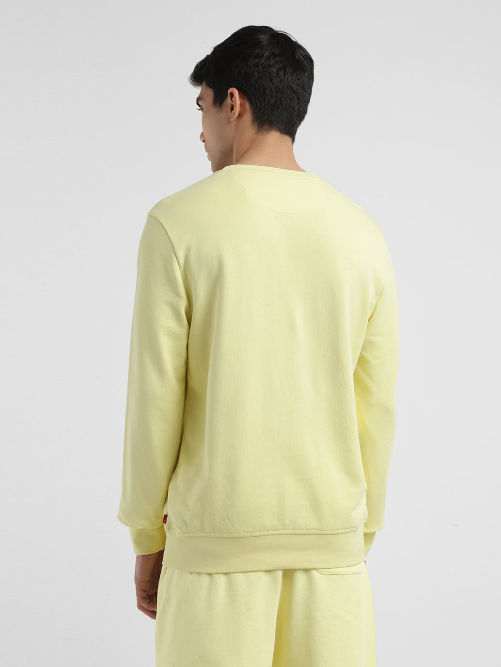 Men's Solid Yellow Crew Neck Sweatshirt