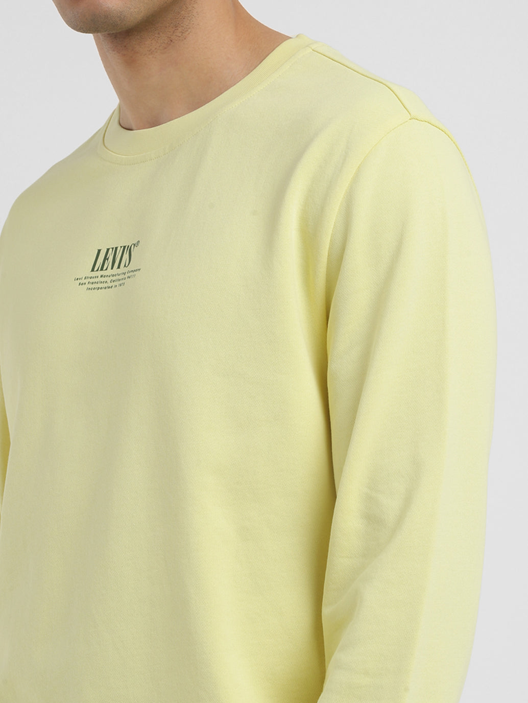 Men's Solid Yellow Crew Neck Sweatshirt