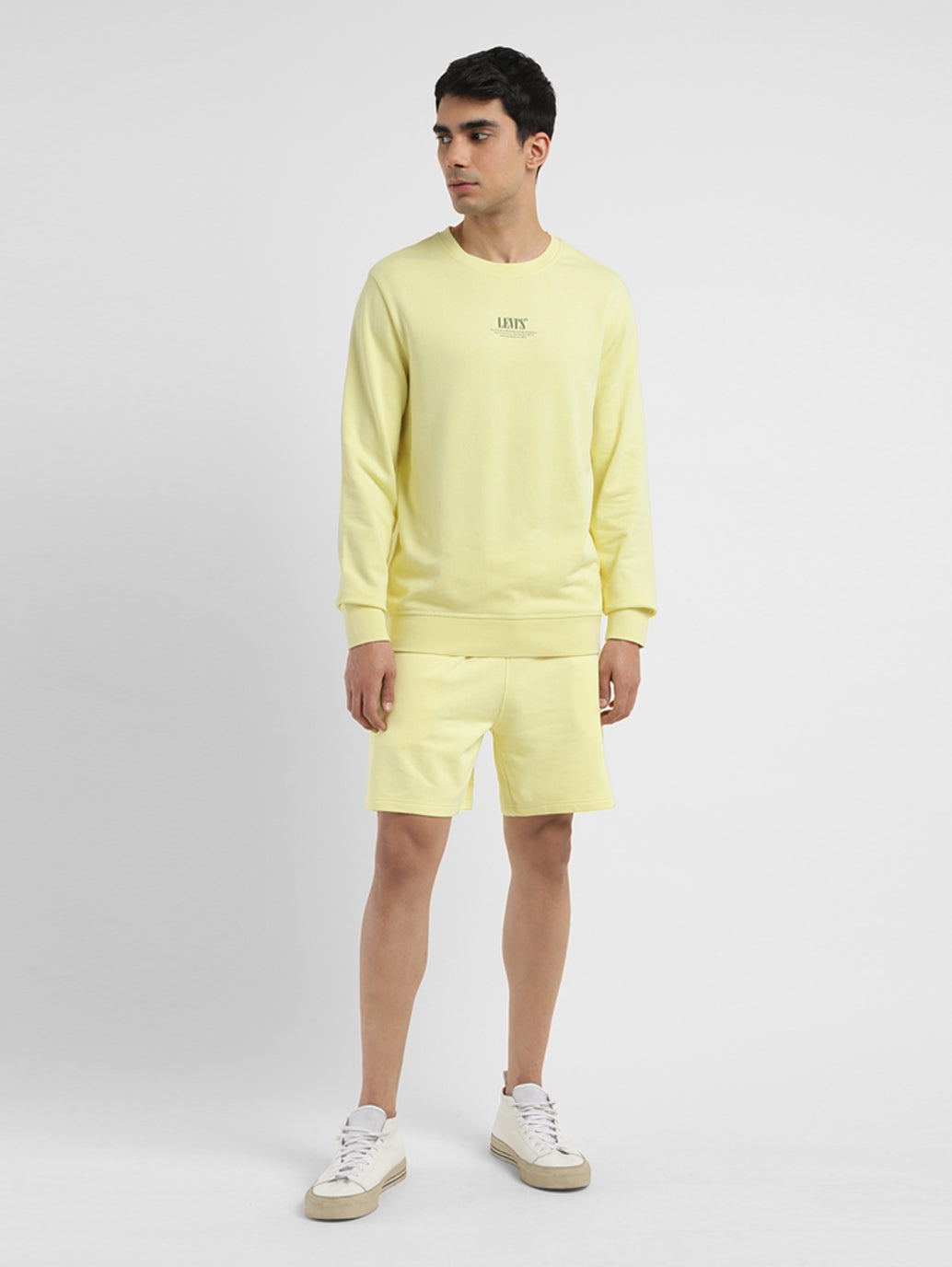 Men's Solid Yellow Crew Neck Sweatshirt