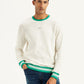 Men's Solid Off-White Crew Neck Sweater