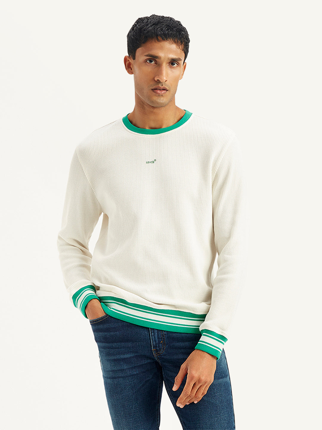 Men's Solid Off-White Crew Neck Sweater – Levis India Store