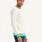 Men's Solid Off-White Crew Neck Sweater