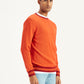 Men's Solid Orange Crew Neck Sweater