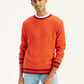 Men's Solid Orange Crew Neck Sweater