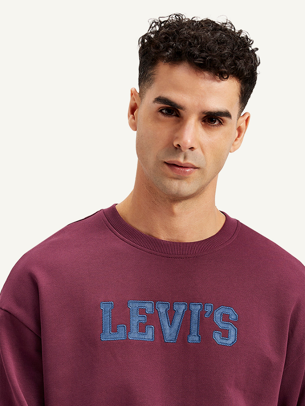 Men's Brand Logo Purple Crew Neck Sweatshirt