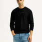Men's Knitted Black Crew Neck Sweatshirt - Styleshot View
