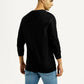 Men's Knitted Black Crew Neck Sweatshirt - Back View
