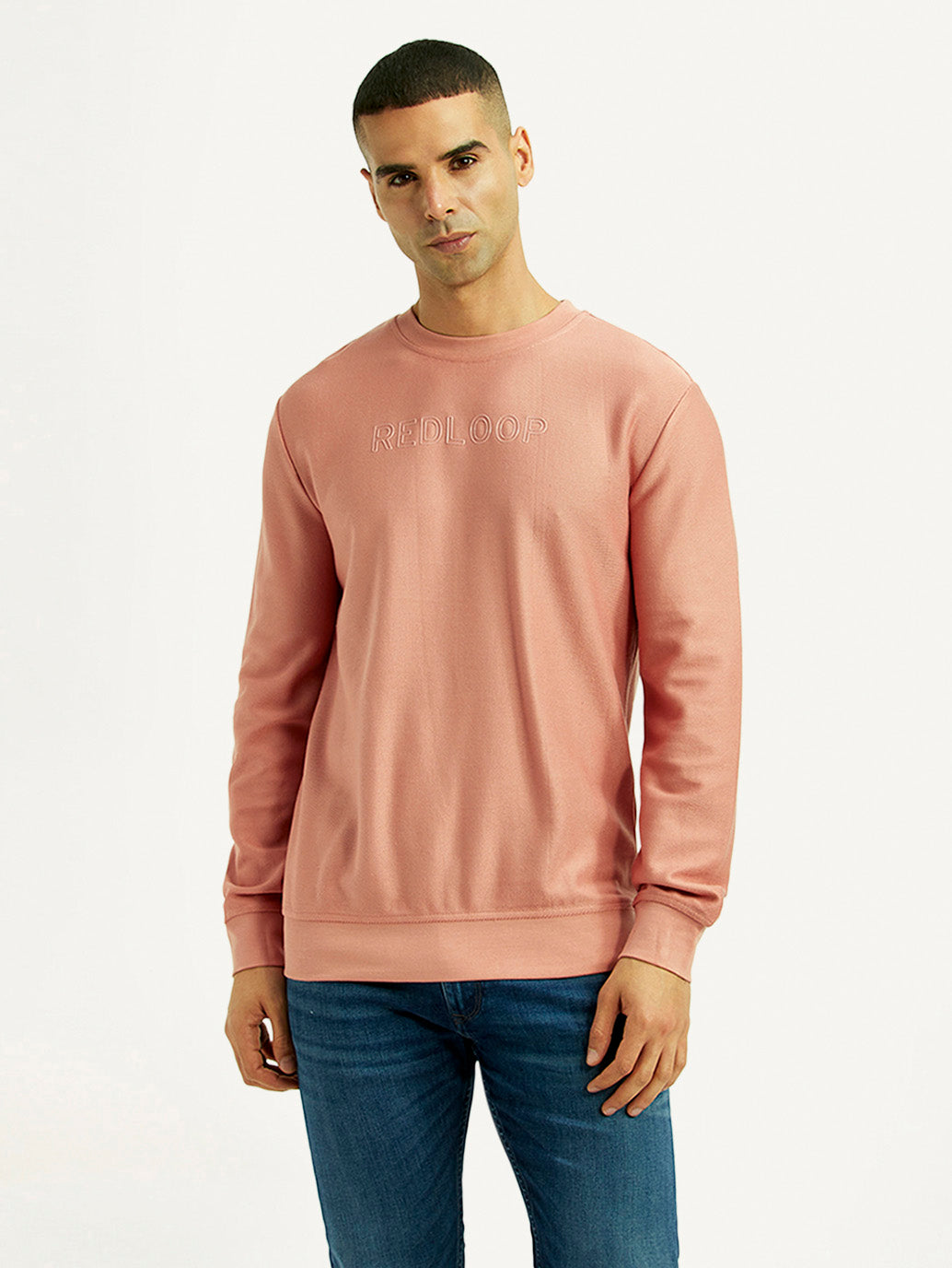 Men's Redloop Knitted Crew Neck Sweatshirt - Front View