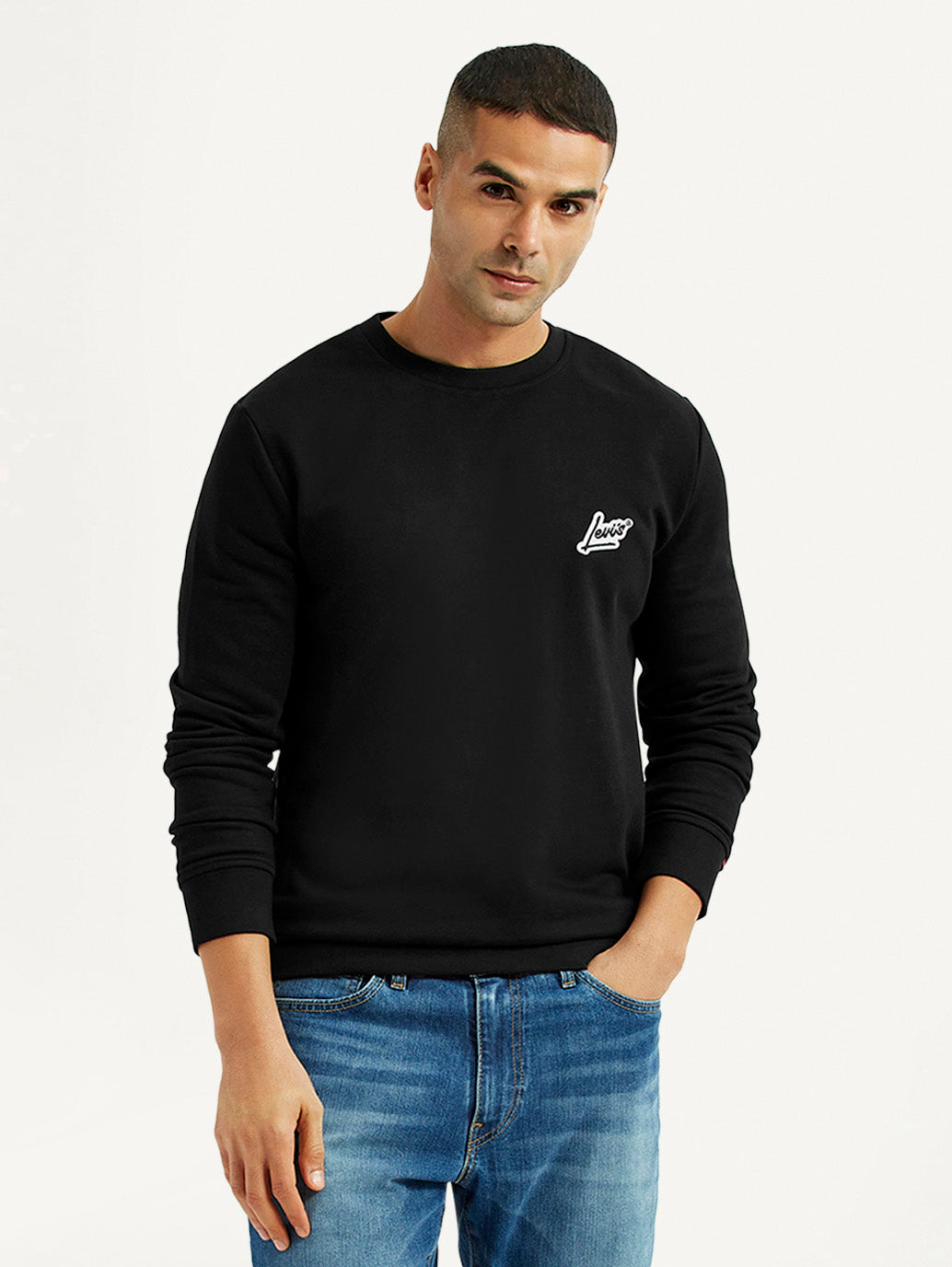 Men's Brand Logo Black Crew Neck Sweatshirt