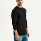 Men's Brand Logo Black Crew Neck Sweatshirt - Side View