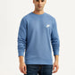 Men's Brand Logo Blue Crew Neck Sweatshirt - Front View