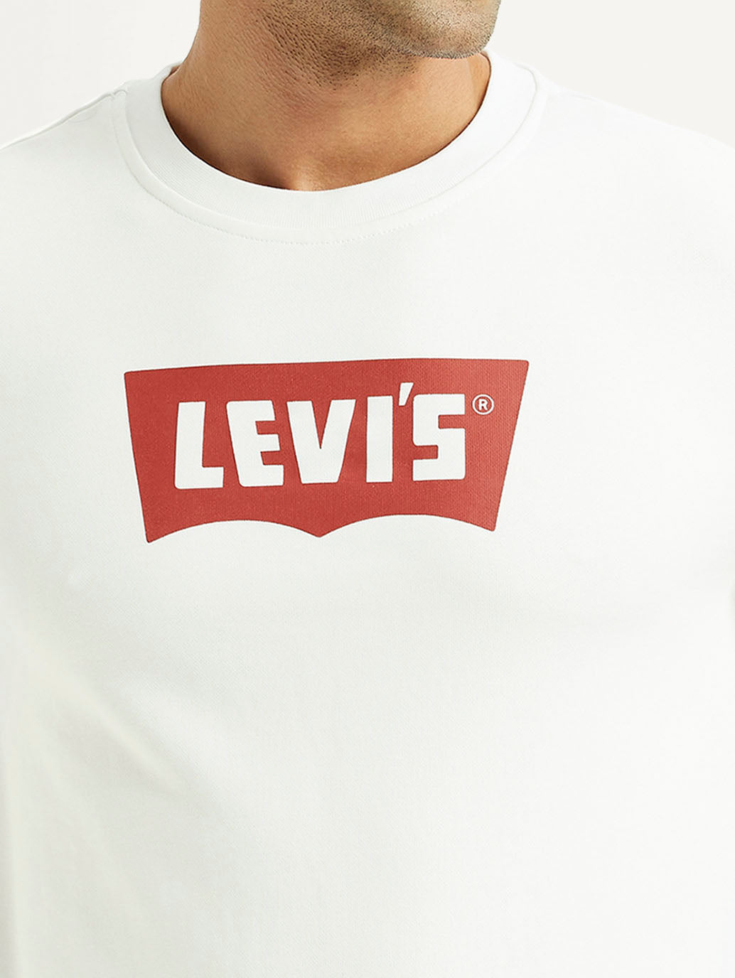 Men's Typographic Print White Slim Fit Sweatshirt - Detail View