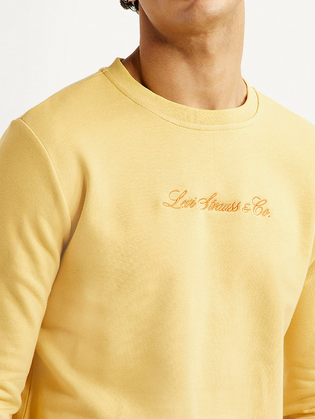 Men's Typographic Print Yellow Slim Fit Sweatshirt - Detail View