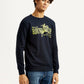 Men's Graphic Print Navy Slim Fit Sweatshirt - Side View