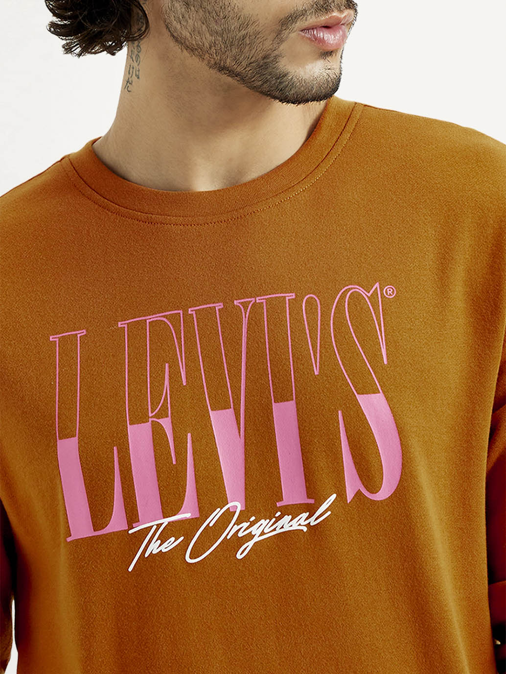 Men's Printed Round Neck Sweatshirt - Detail View