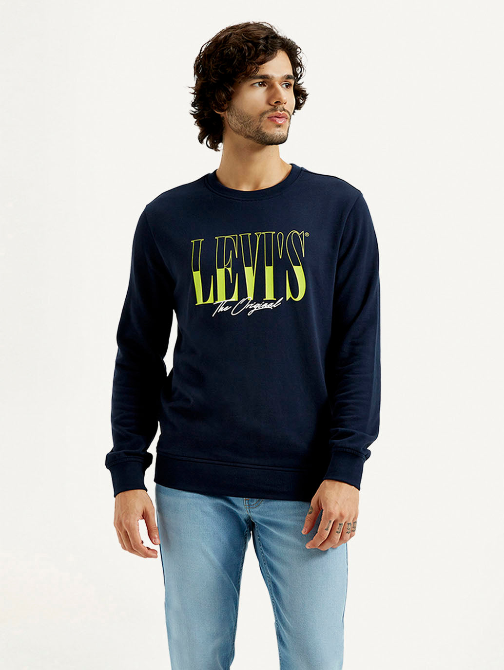 Men's Printed Round Neck Sweatshirt - Front View