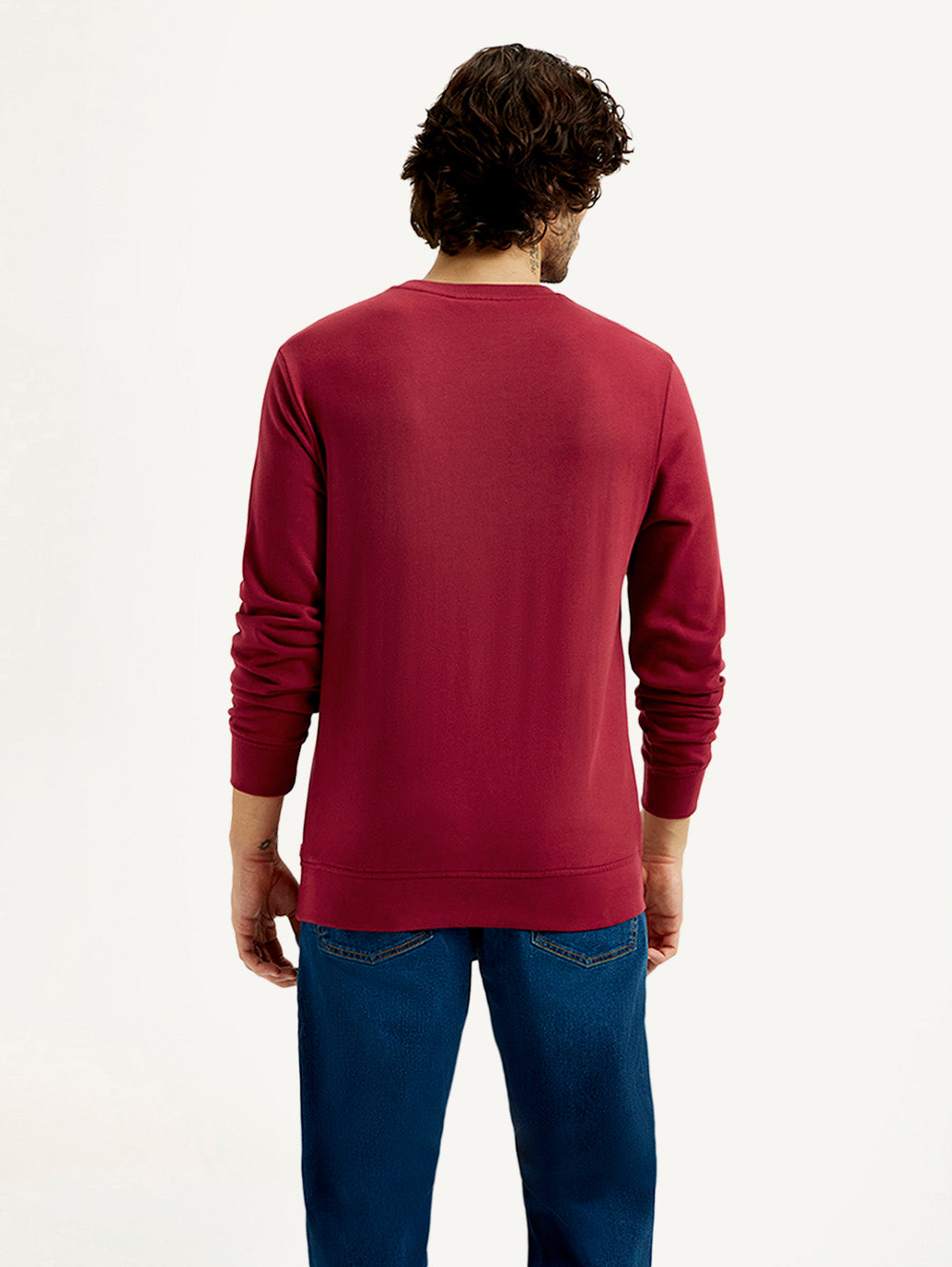 Men's Printed Round Neck Sweatshirt - Back View